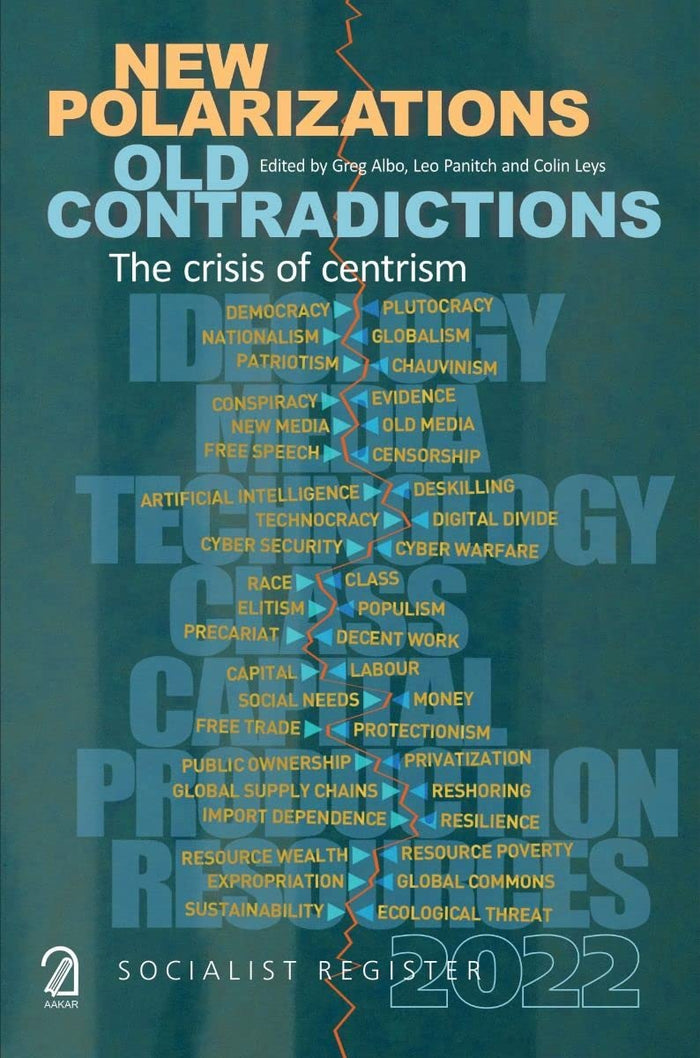 Aakar Books Socialist Register 2022: New Polarizations, Old Contradictions - The Crisis of Centrism by Greg Albo, Leo Panitch, Colin Leys - Paperback cover