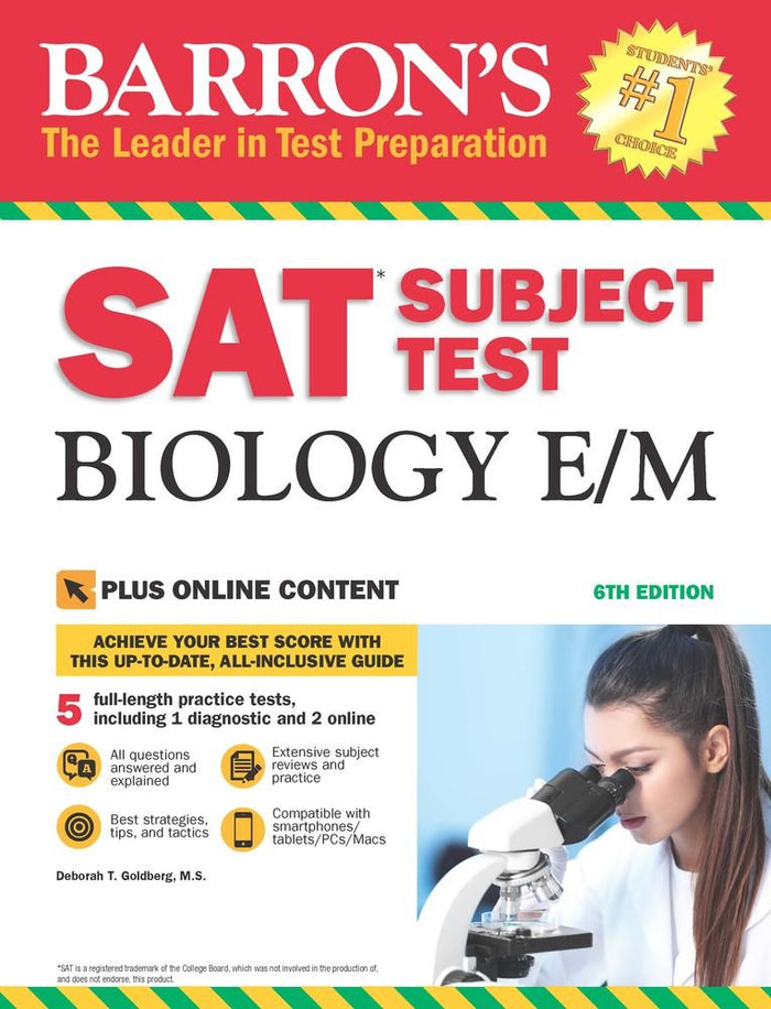 SAT Subject Test Biology E/M with Online Tests (Barron's Test Prep) by Deborah T. Goldberg M.S. - Paperback cover