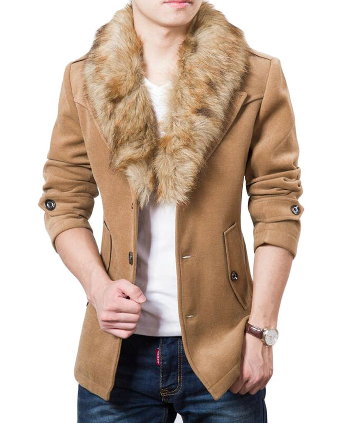 Front cover of the book 'Nanquan-men clothes NQ Mens Detachable Faux Fur Collar Wool Blend Trench Pea Coat Outwear Khaki S' by Vivek Chadha.