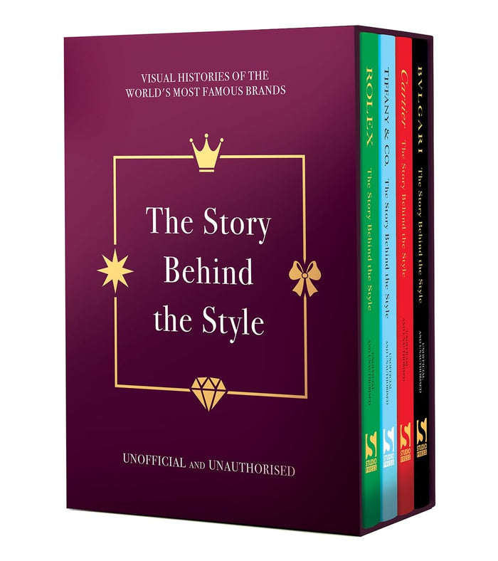 The Story Behind the Style Box Set: Visual histories of Tiffany and Co, Cartier, Bulgari and Rolex by Rachael Taylor - Hardcover cover