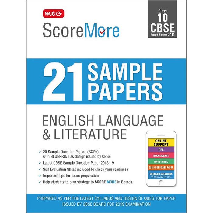Scoremore 21 Sample Papers English Literature Class - 10 by MTG Editorial Board - Paperback cover