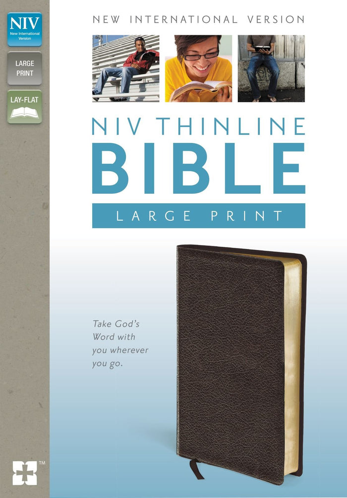 NIV, Thinline Bible, Large Print, Bonded Leather, Brown, Red Letter Edition by Zondervan - Bonded Leather cover
