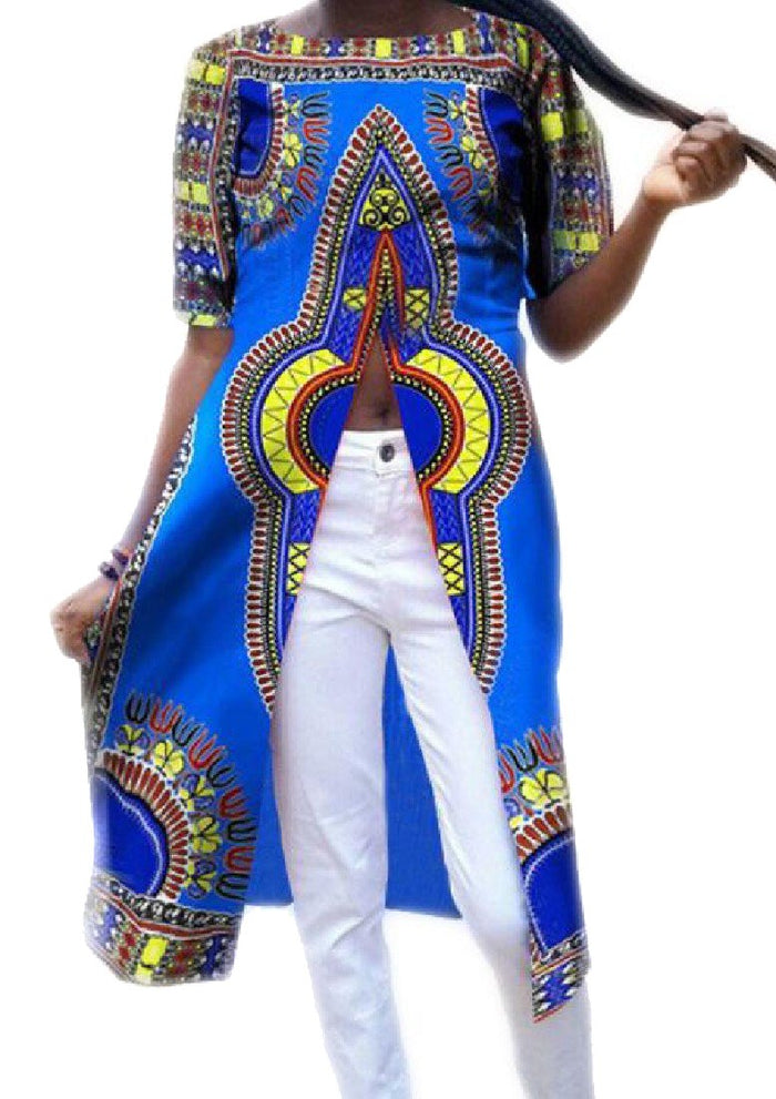 Coolred-Women Short Sleeve Floral Cut Out Dashiki Mid Length Dress Blue S by Rajesh Takyar - Paperback cover
