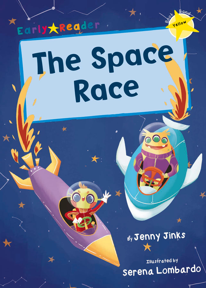 Front cover of the book 'The Space Race (Yellow Early Reader) (Yellow Band)' by Jenny Jinks.
