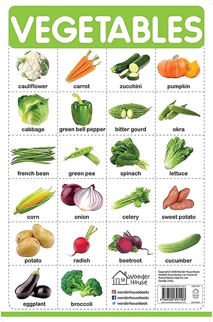 Vegetables - My First Early Learning Wall Chart: For Preschool, Kindergarten, Nursery And Homeschooling (19 Inches X 29 Inches) by Wonder House Books - Paperback cover