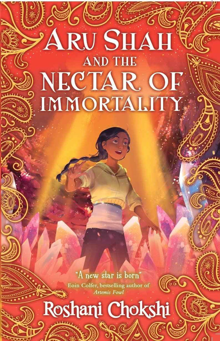 Front cover of the book 'Aru Shah #5: Aru Shah and The Nectar Of Immortality' by Roshani Chokshi.