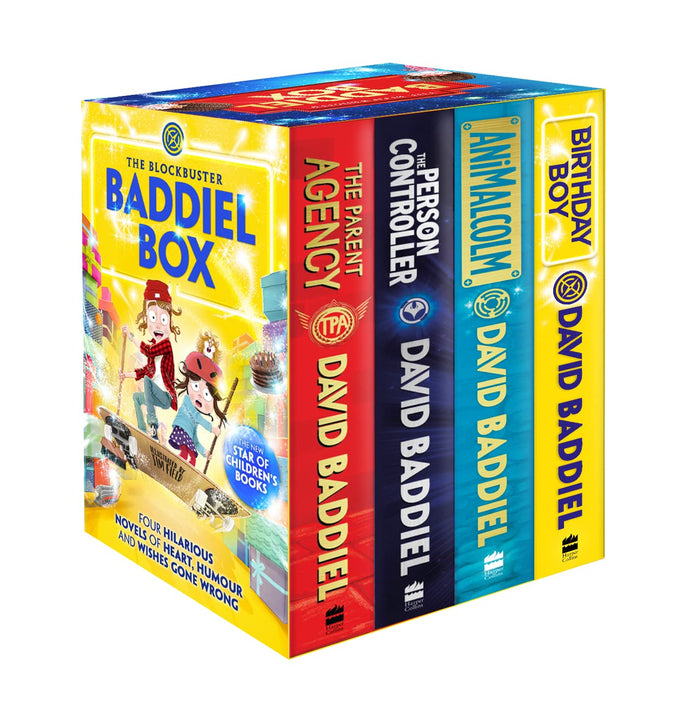 The Blockbuster Baddiel Box (The Person Controller, The Parent Agency, AniMalcolm, Birthday Boy): Four Hilarious Novels of Heart, Humour and Wishes Gone Wrong by David Baddie - Paperback cover