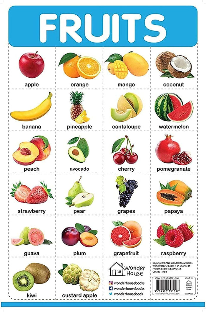 Fruits - My First Early Learning Wall Chart: For Preschool, Kindergarten, Nursery And Homeschooling (19 Inches X 29 Inches) by Wonder House Books - Wall Chart cover