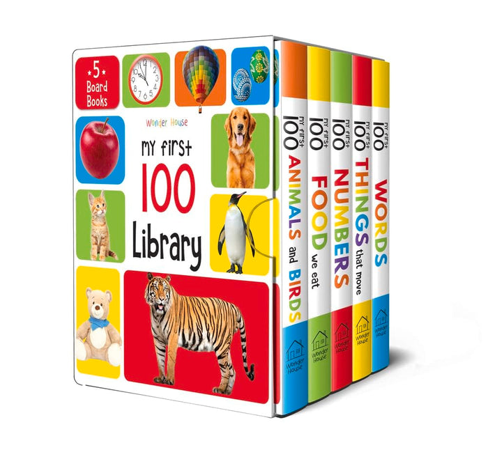 My First 100 Library: Boxset of 5 Early Learning Board Books for Kids/Children (homeschool / preschool / baby/toddler) by Wonder House Books - Board Book cover