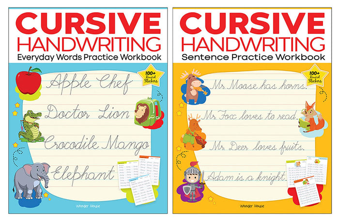Cursive Handwriting - Everyday Letters and Sentences : Level 2 Practice Workbooks For Children (Set of 2 Books) by Wonder House Books - Paperback cover