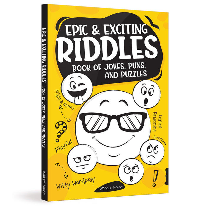 Epic and Exciting Riddles Book of Jokes, Puns, and Puzzles by Wonder House Books - Paperback cover