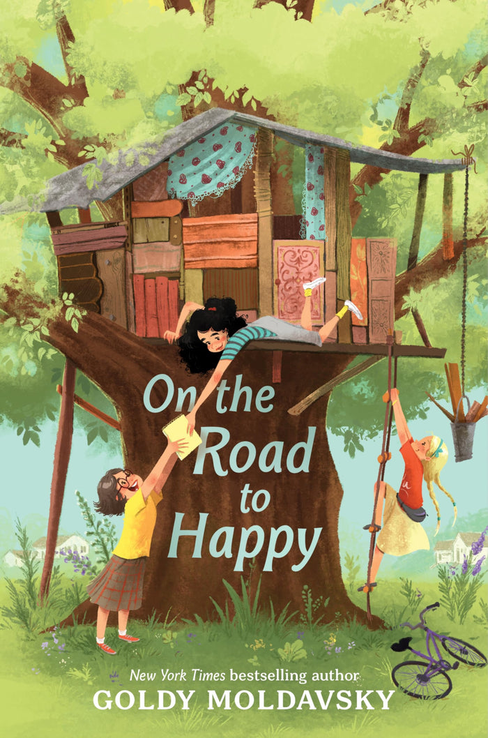 On the Road to Happy: A Big-Hearted Coming of Age Story about Family, Jewish Culture, and Belonging for Children (Ages 8-12) by Goldy Moldavsky - Hardcover cover