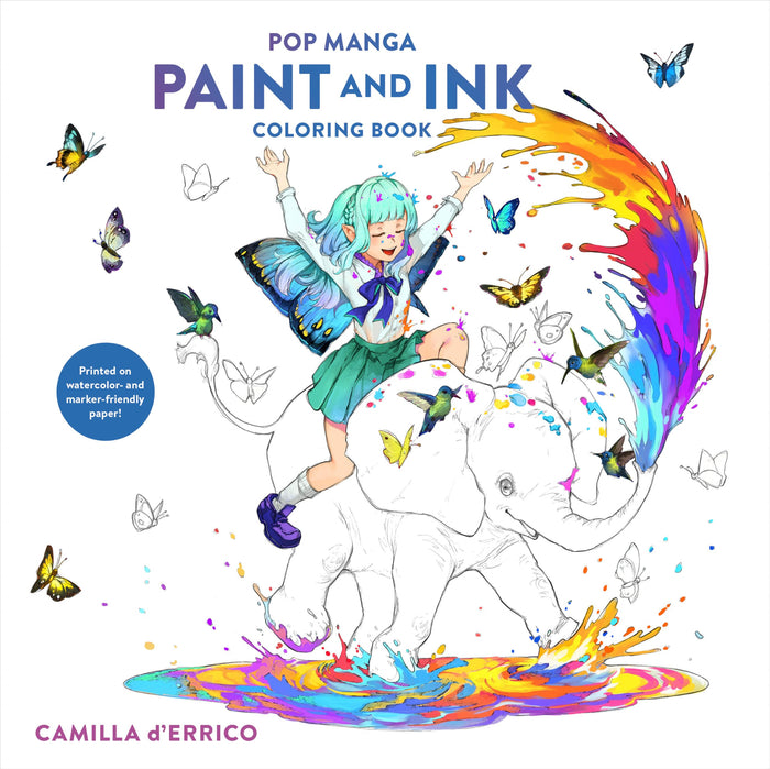 Pop Manga Paint and Ink Coloring Book by Camilla d'Errico - Paperback cover
