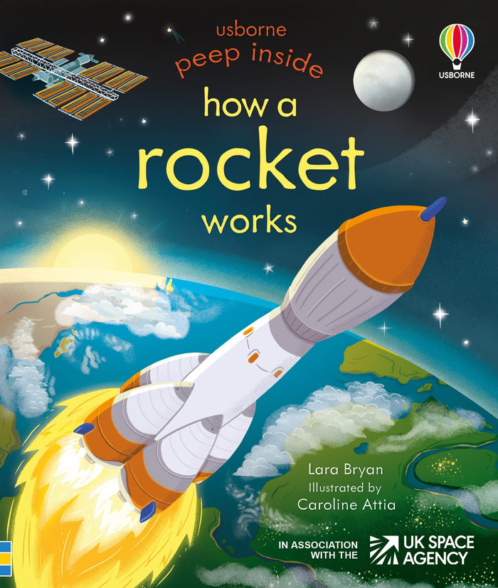 Peep Inside how a rocket works by Lara Bryan - Board Book cover