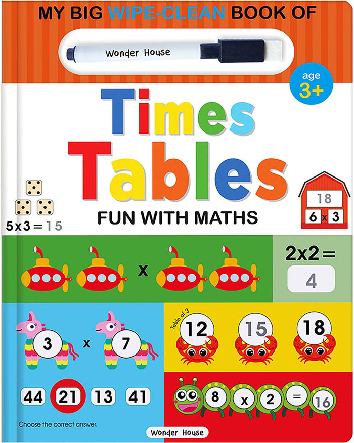 My Big Wipe And Clean Book of Times Tables for Kids : Fun With Maths by Wonder House Books - Board Book cover