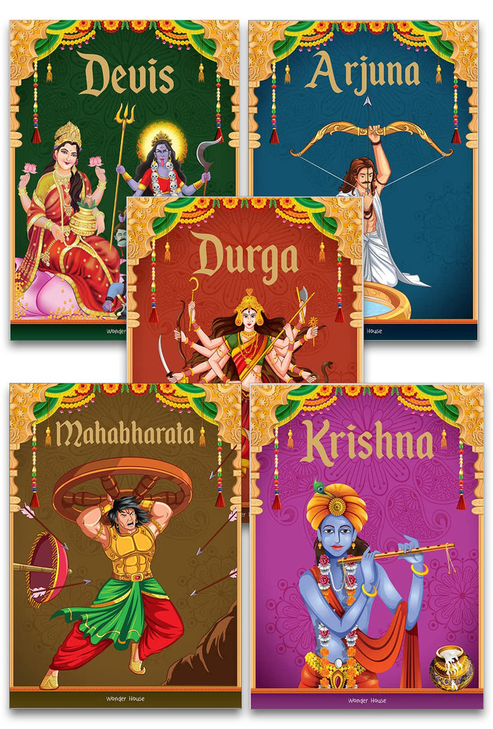 Children's First Mythology Stories - Pack of 5 books (Devi, Durga, Arjuna, Mahabharta, Krishna) (Indian Mythology for Children) by Wonder House Books - Paperback cover