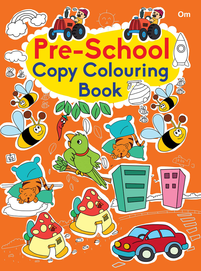 Front cover of the book 'Copy Colouring Book Preschool' by Om Books.