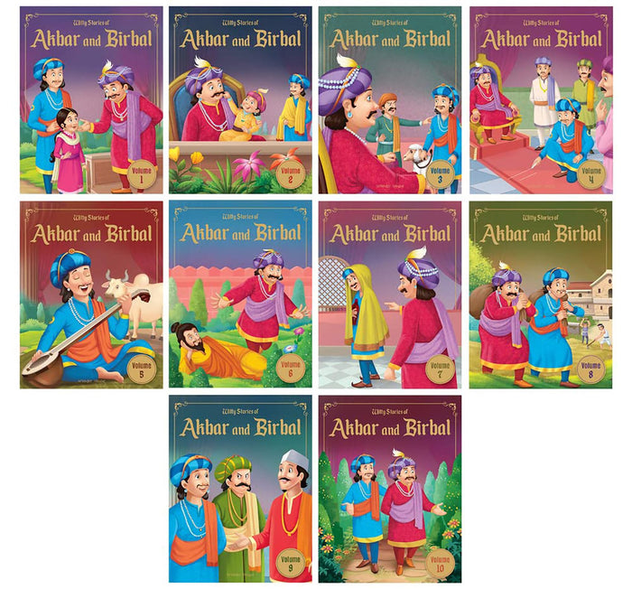 Witty Stories of Akbar and Birbal - Collection of 10 Books: Illustrated Humorous Stories For Kids by Wonder House Books - Paperback cover