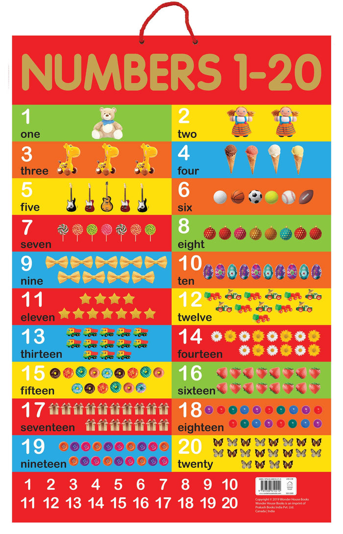 Numbers 1-20 - Early Learning Educational Posters For Children: Perfect For Kindergarten, Nursery and Homeschooling (19 Inches X 29 Inches) by Wonder House Books - Hardcover cover
