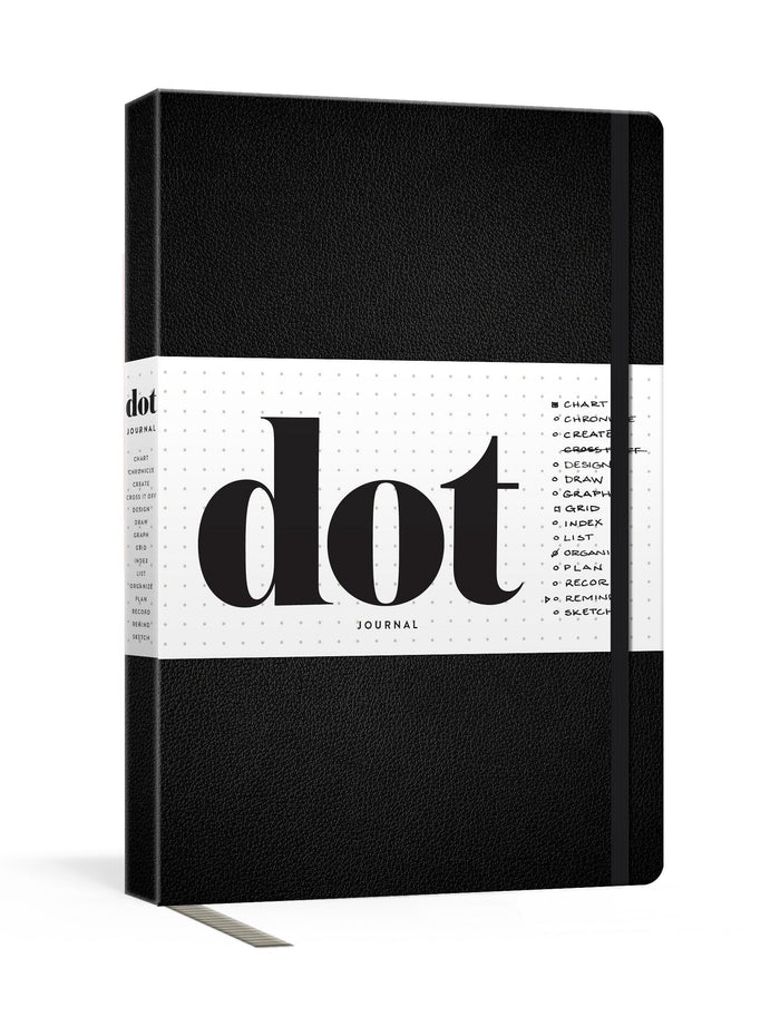 Dot Journal (Black): A dotted, blank journal for list-making, journaling, goal-setting: 256 pages with elastic closure and ribbon marker by Potter Gift - Diary cover