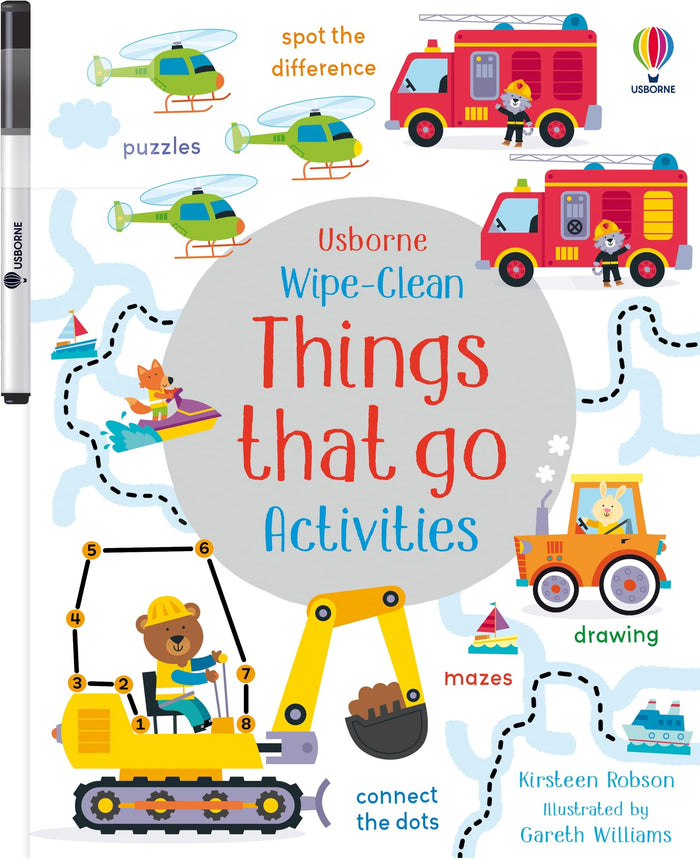 Usborne WIPE-CLEAN THINGS THAT GO ACTIVITIES. - Paperback cover