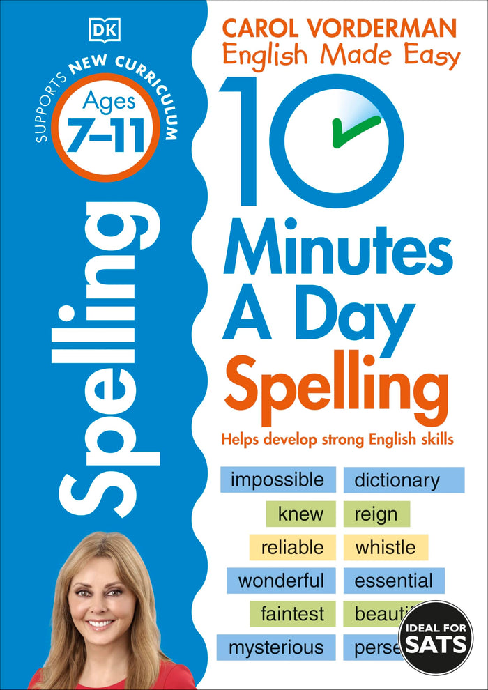 10 Minutes A Day Spelling Ages 7-11 KS2 by Carol Vorderman - Paperback cover