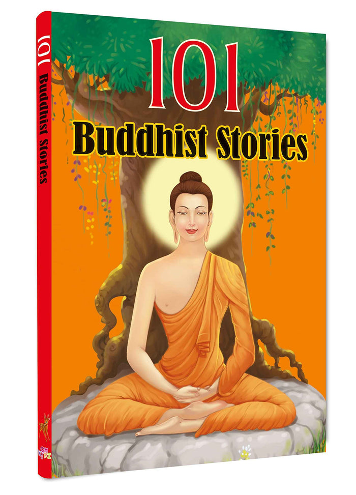 Front cover of the book '101 Buddha Stories' by Om Books.