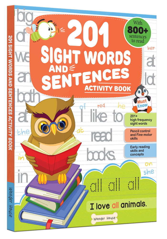 201 Sight Words And Sentence (With 800+ Sentences To Read): Activity Book For Children by Wonder House Books - Paperback cover