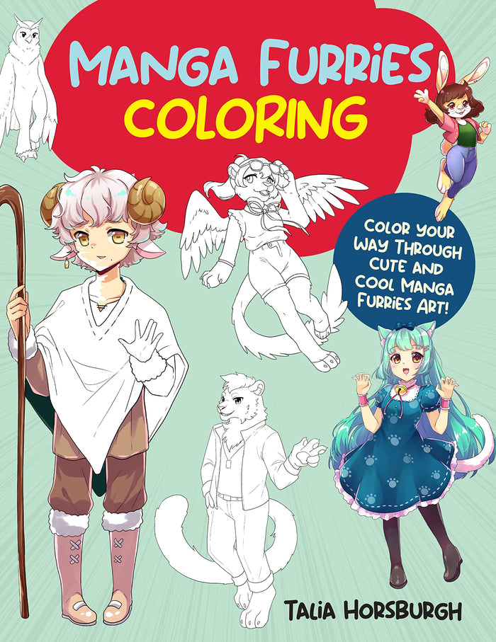 Manga Furries Coloring: Color your way through cute and cool manga furries art! (Manga Coloring, 4) by Talia Horsburgh - Paperback cover
