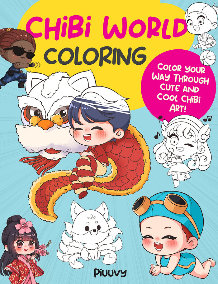 Chibi World Coloring: Color your way through cute and cool chibi art! (Manga Coloring, 2) by Piuuvy - Paperback cover