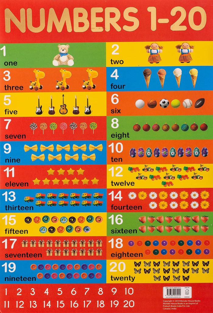 Numbers 1-20 Chart - Early Learning Educational Chart For Kids: Perfect For Homeschooling, Kindergarten and Nursery Students (11.5 Inches X 17.5 Inches) by Wonder House Books - Perfect cover