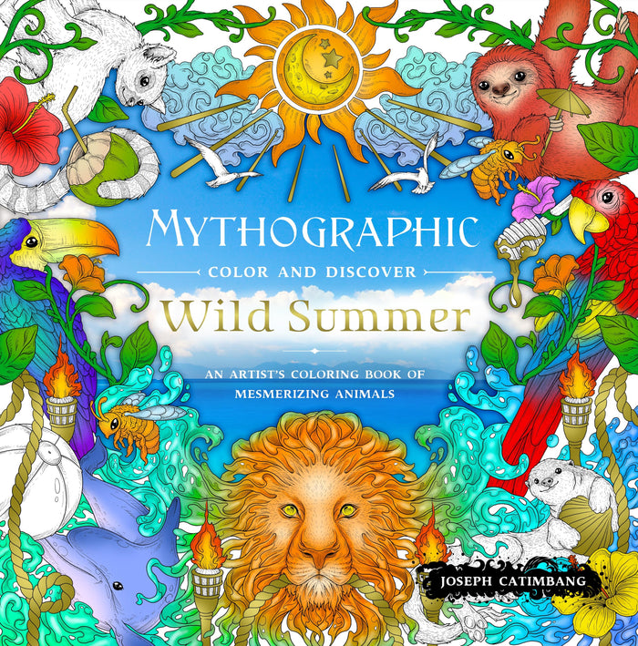 Mythographic Color and Discover: Wild Summer: An Artist’s Coloring Book of Mesmerizing Animals by Joseph Catimbang - Paperback cover