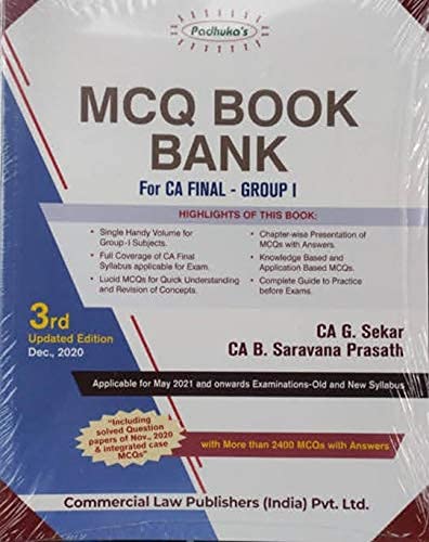 Padhuka's MCQ Book Bank For CA Final - Group I by CA G Sekar - Paperback cover