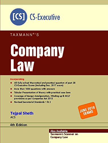 Taxmann's Company Law for CS Executive June 2018 Exam by Tejpal Sheth by Tejpal Sheth - Paperback cover