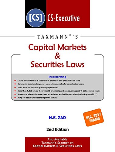 Capital Markets & Securities Laws (CS-Executive)-(December 2017 Exams)2nd edition by N.S. Zad - Paperback cover