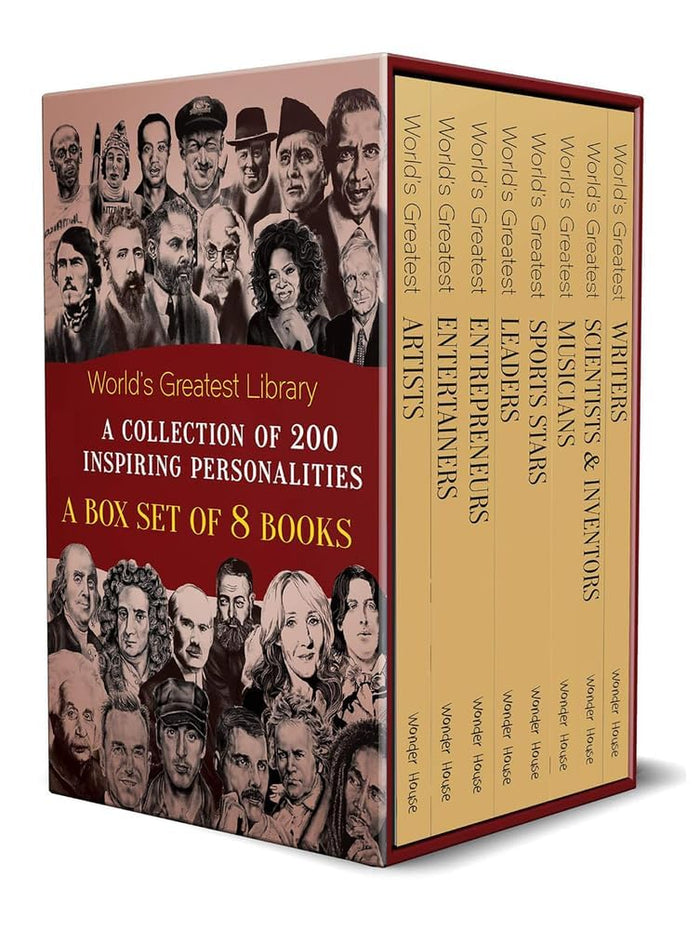 World's Greatest Library : A Collection of 200 Inspiring Personalities (Box Set of 8 Biographies) by Wonder House Books - Paperback cover