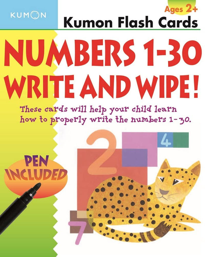 Kumon Numbers 1-30 Write & Wipe (Kumon Flash Cards) by Kumon Publishing - Cards cover