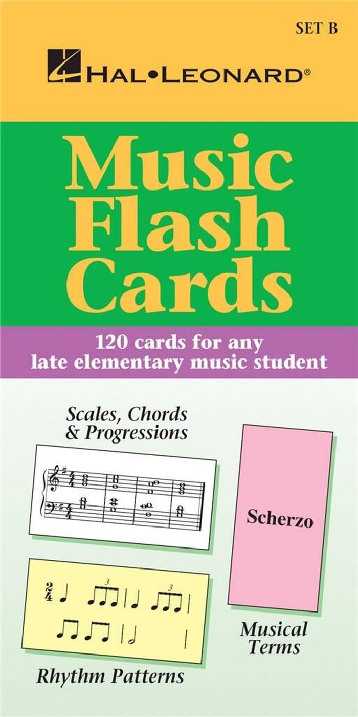 Music Flash Cards: 120 Cards for any Late Elementary Music Student - Set B | Music Theory and Rhythm Flashcards for Piano | Learn Scales, Key Signatures, Chords, Intervals by Hal Leonard Corp - Paperback cover