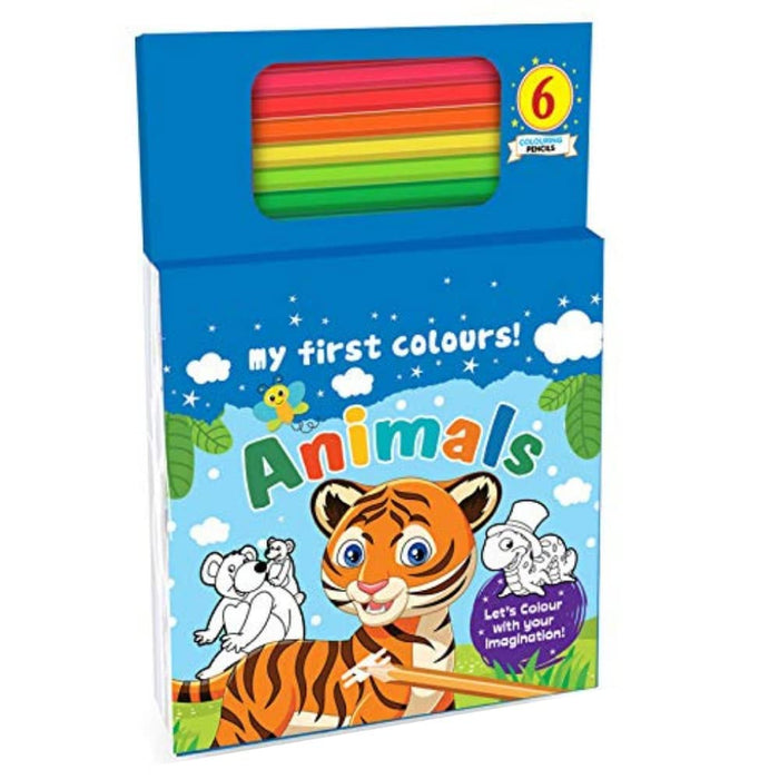 Hello Friend My First Animal Colouring Book for Kids with 80 Colouring Sheets and 6 Colour Pencils, 4+ yrs by Brijbasi - Paperback cover