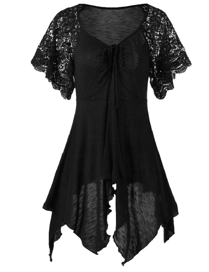 Yayu Women's Summer Short Sleeve Lace Floral Patchwork Bandage Irregular Mini Dress Black XL by Julia Finley Mosca - Book cover