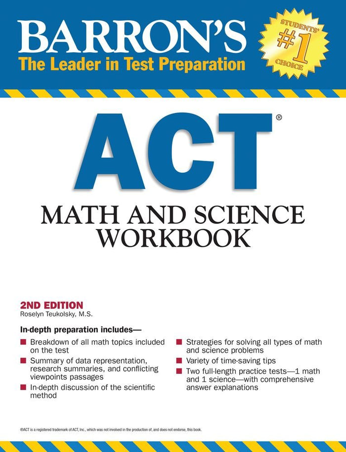 Barron's ACT Math and Science Workbook by Roselyn Teukolsky M.S. - Paperback cover