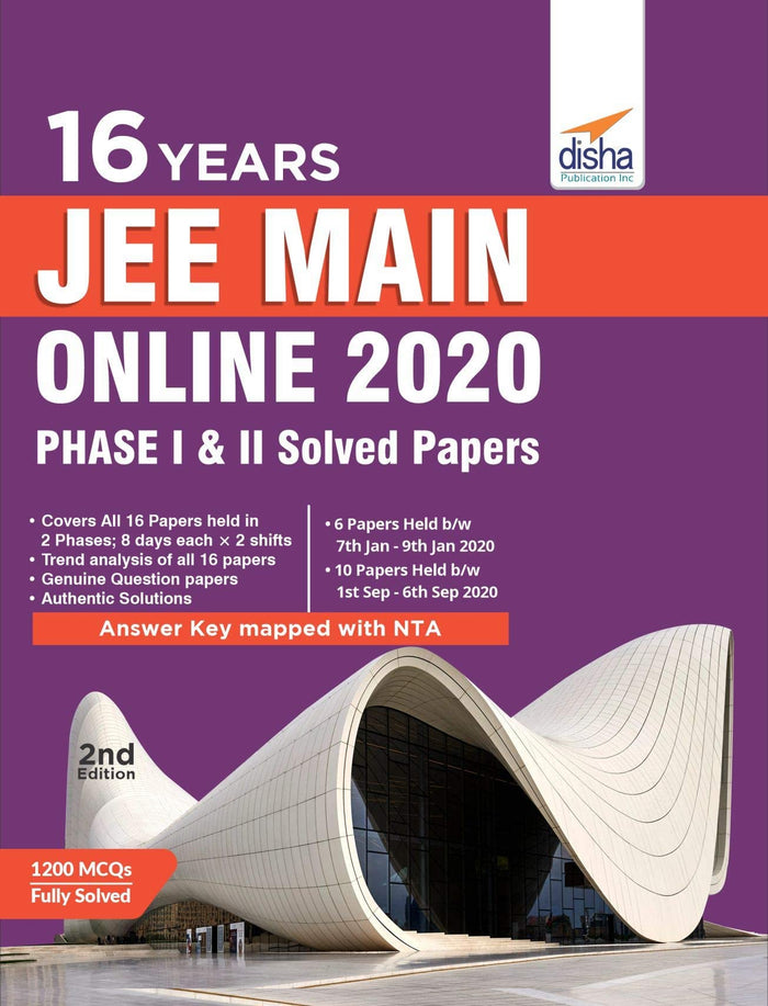 16 JEE Main Online 2020 Phase I & II Solved Papers by Disha Experts - Paperback cover