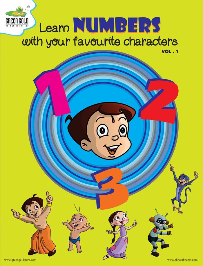 Learn Numbers: 3 (Chhota Bheem) - Textbook cover