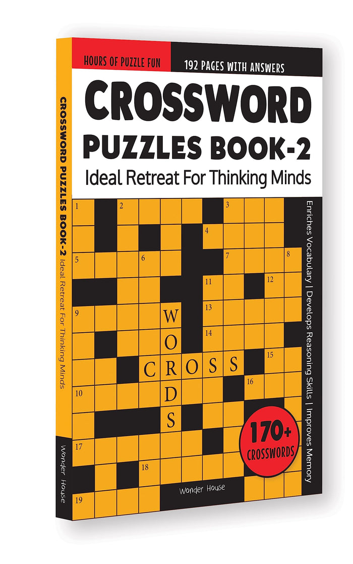 Crossword Puzzles Book 2 - 170+ Engaging Crossword Puzzles / 2000+ Words Vocabulary for Building / Puzzles with Answer Sheets /Boosts Cognitive Skills / by Wonder House Books - Paperback cover