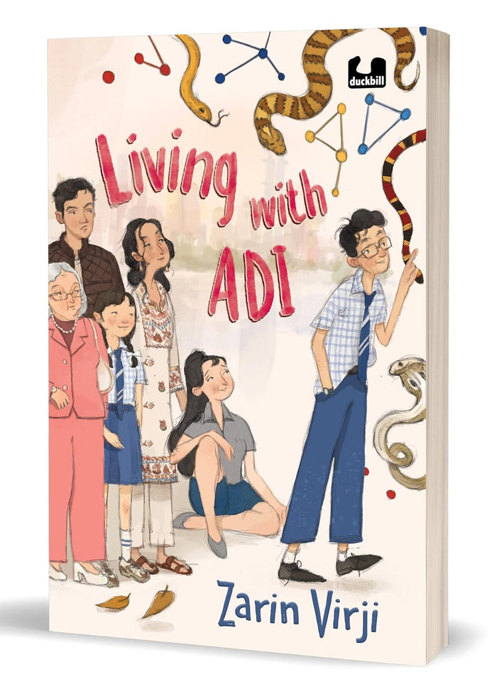 Living with Adi: A middle-grade novel about an autistic teenager navigating through life by Zarin Virji - Paperback cover