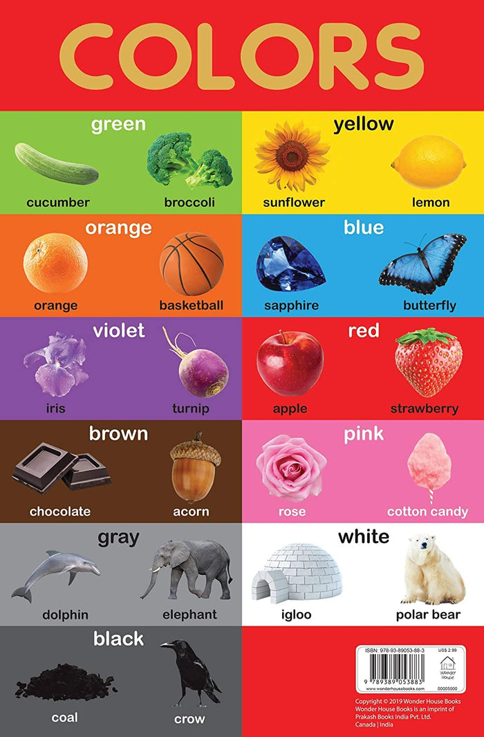 Colors Chart - Early Learning Educational Chart For Kids: Perfect For Homeschooling, Kindergarten and Nursery Students (11.5 Inches X 17.5 Inches) by Wonder House Books - Hardcover cover