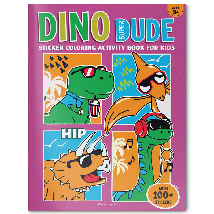Dino Super Dude Sticker Coloring Book For Kids by Wonder House Books - Paperback cover