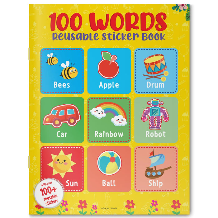 100 Words Reusable Sticker Book For Children by Wonder House Books - Paperback cover