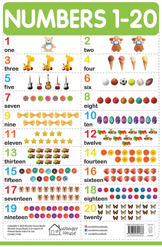 Numbers 1-20 - My First Early Learning Wall Chart: For Preschool, Kindergarten, Nursery And Homeschooling (19 Inches X 29 Inches) by Wonder House Books - Wall Chart cover