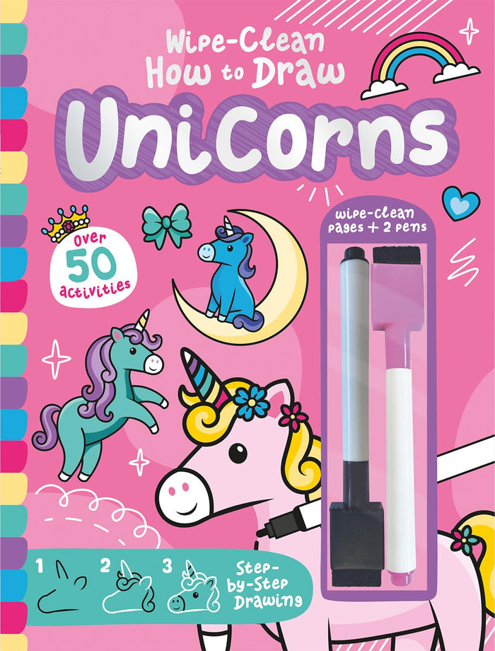 Wipe-Clean How to Draw Unicorns by Jenny Copper - Hardcover cover